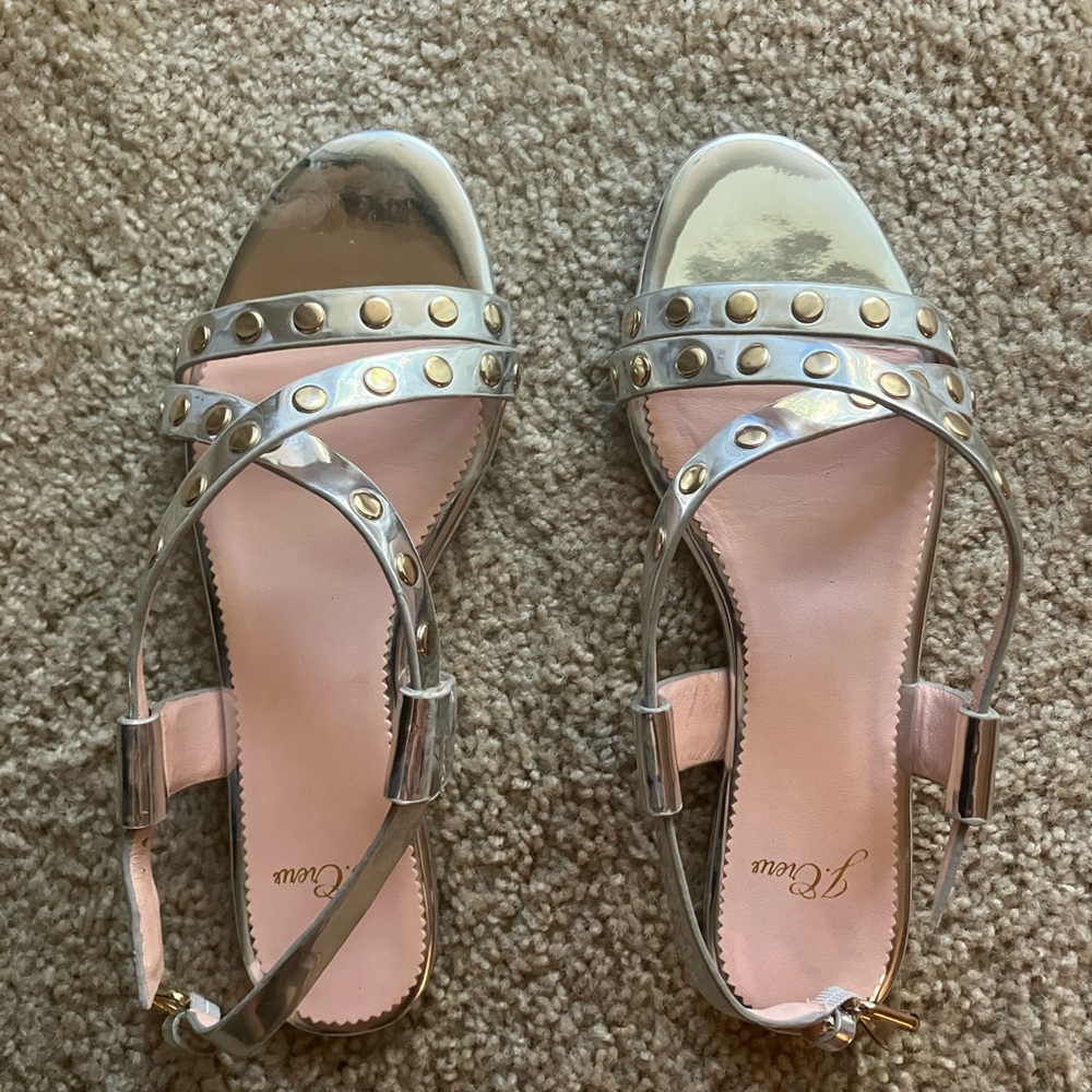 J.Crew Silver and Gold Metallic Sandals